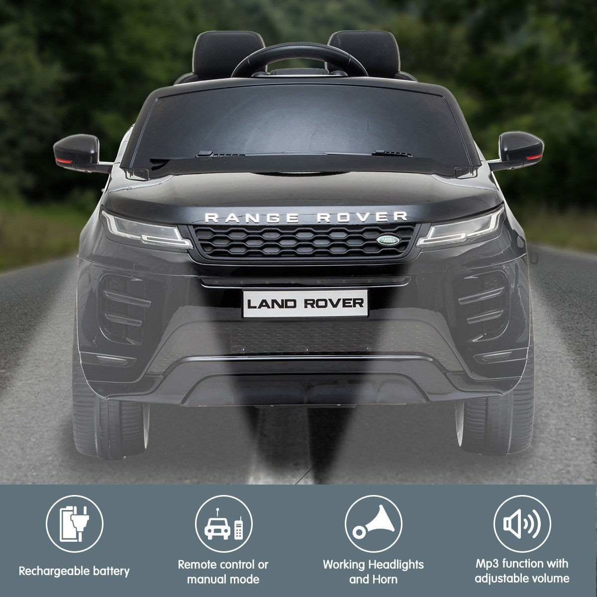 Kahuna Land Rover Licensed Kids Electric Ride On Car Remote Control - Black V240-CAR-LRV-BK