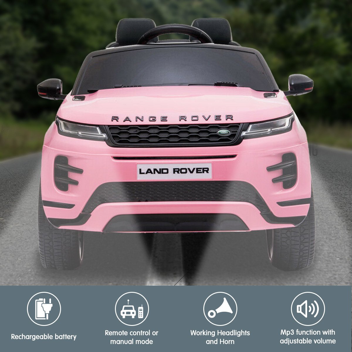 Kahuna Land Rover Licensed Kids Electric Ride On Car Remote Control - Pink V240-CAR-LRV-PK