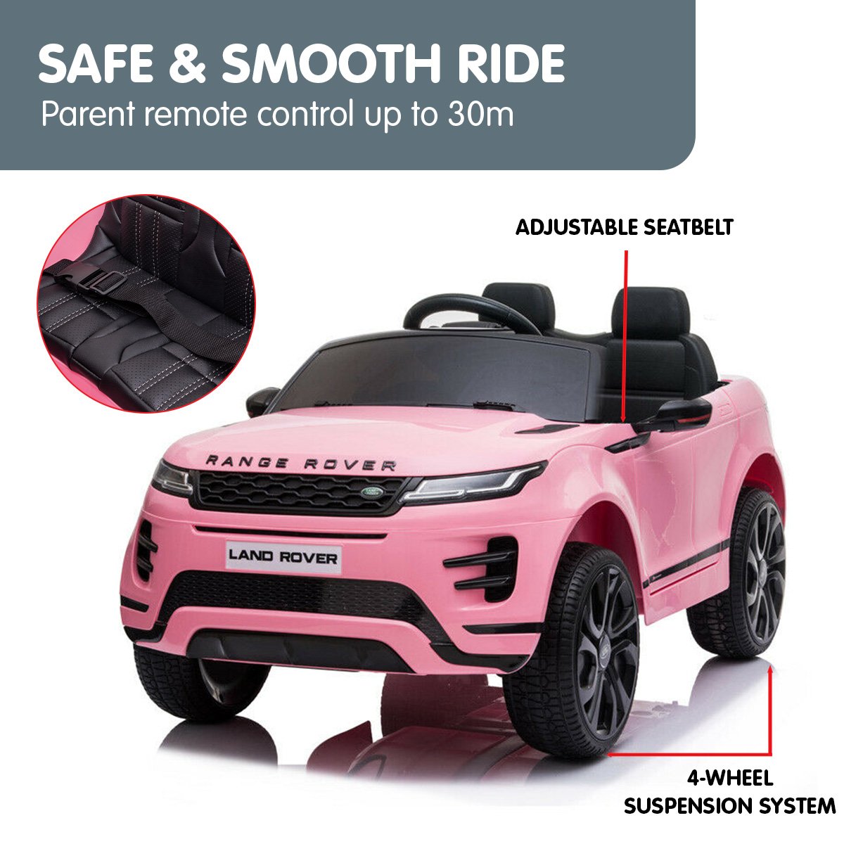 Kahuna Land Rover Licensed Kids Electric Ride On Car Remote Control - Pink V240-CAR-LRV-PK