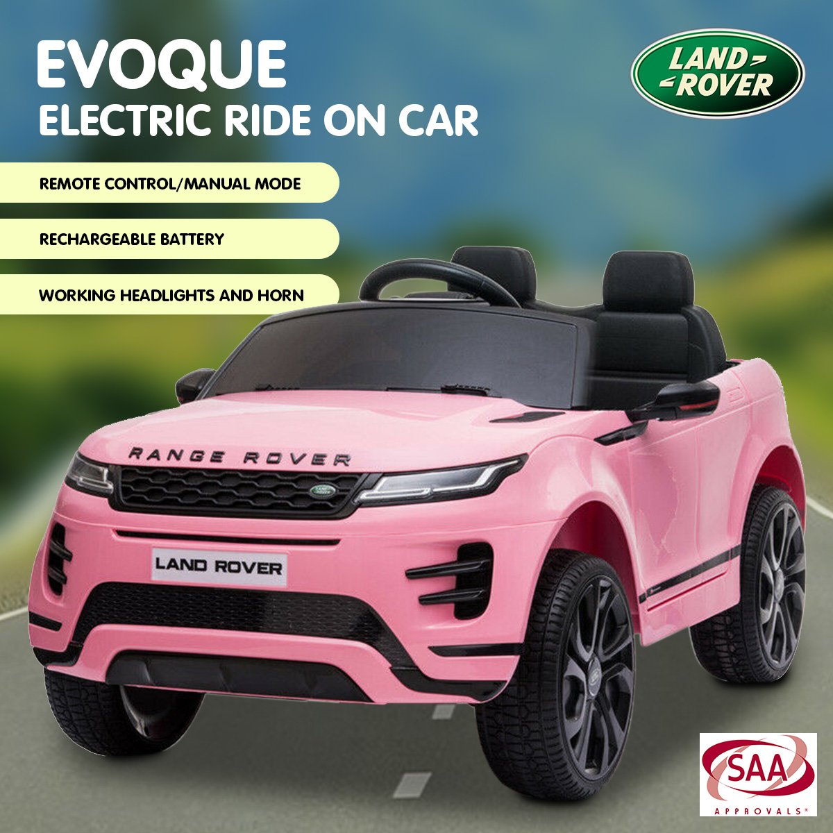 Kahuna Land Rover Licensed Kids Electric Ride On Car Remote Control - Pink V240-CAR-LRV-PK