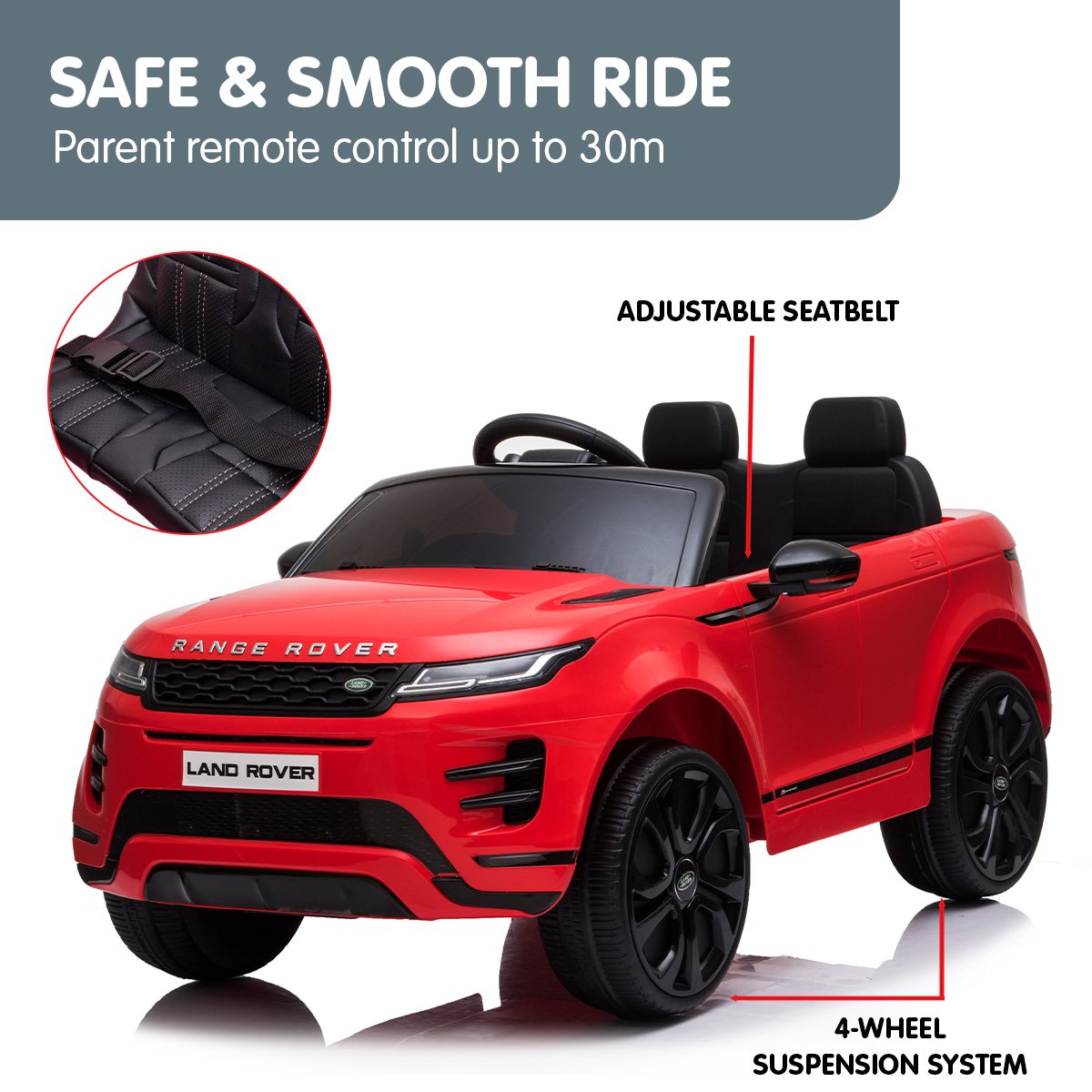 Kahuna Land Rover Licensed Kids Electric Ride On Car Remote Control - Red V240-CAR-LRV-RD