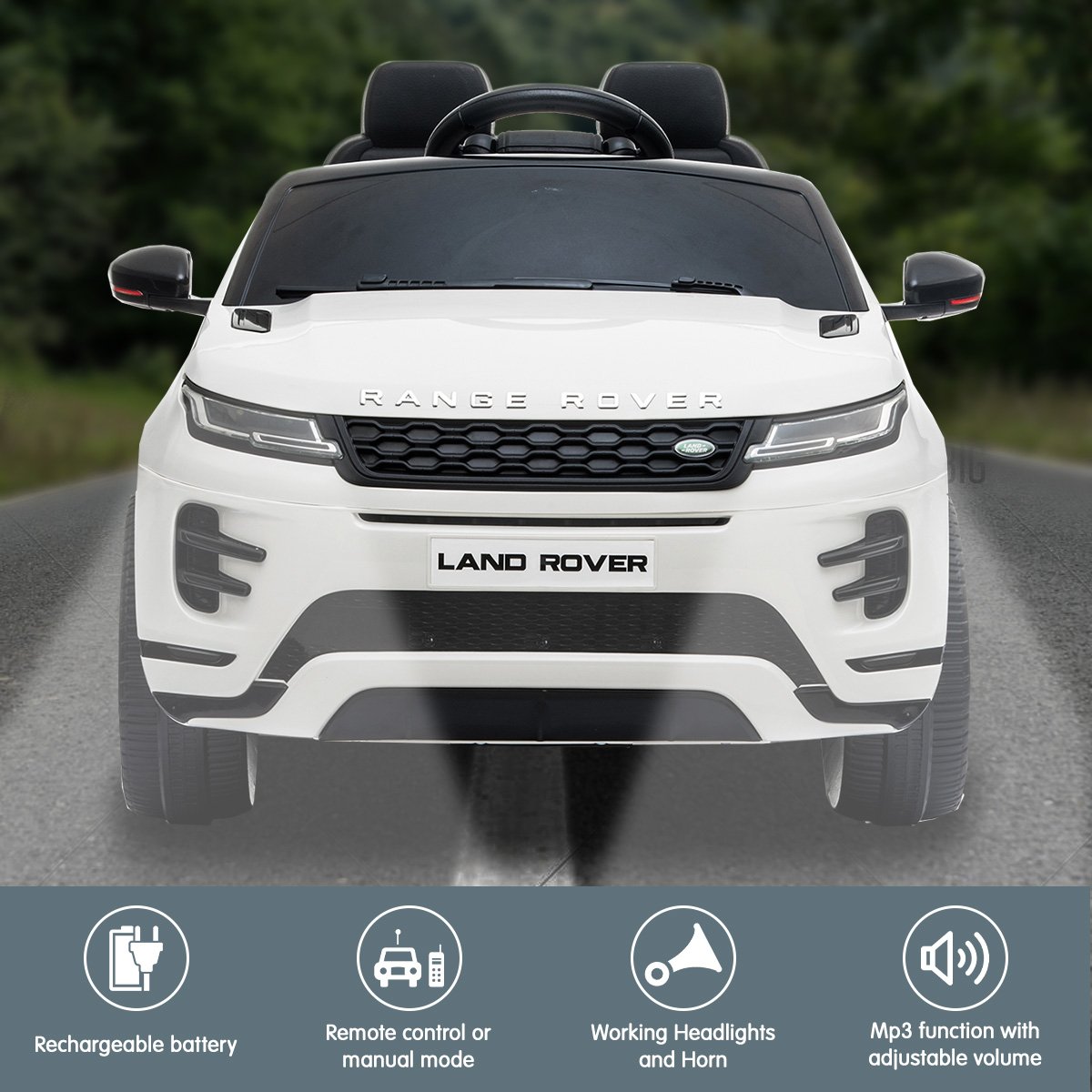 Kahuna Land Rover Licensed Kids Electric Ride On Car Remote Control - White V240-CAR-LRV-WH