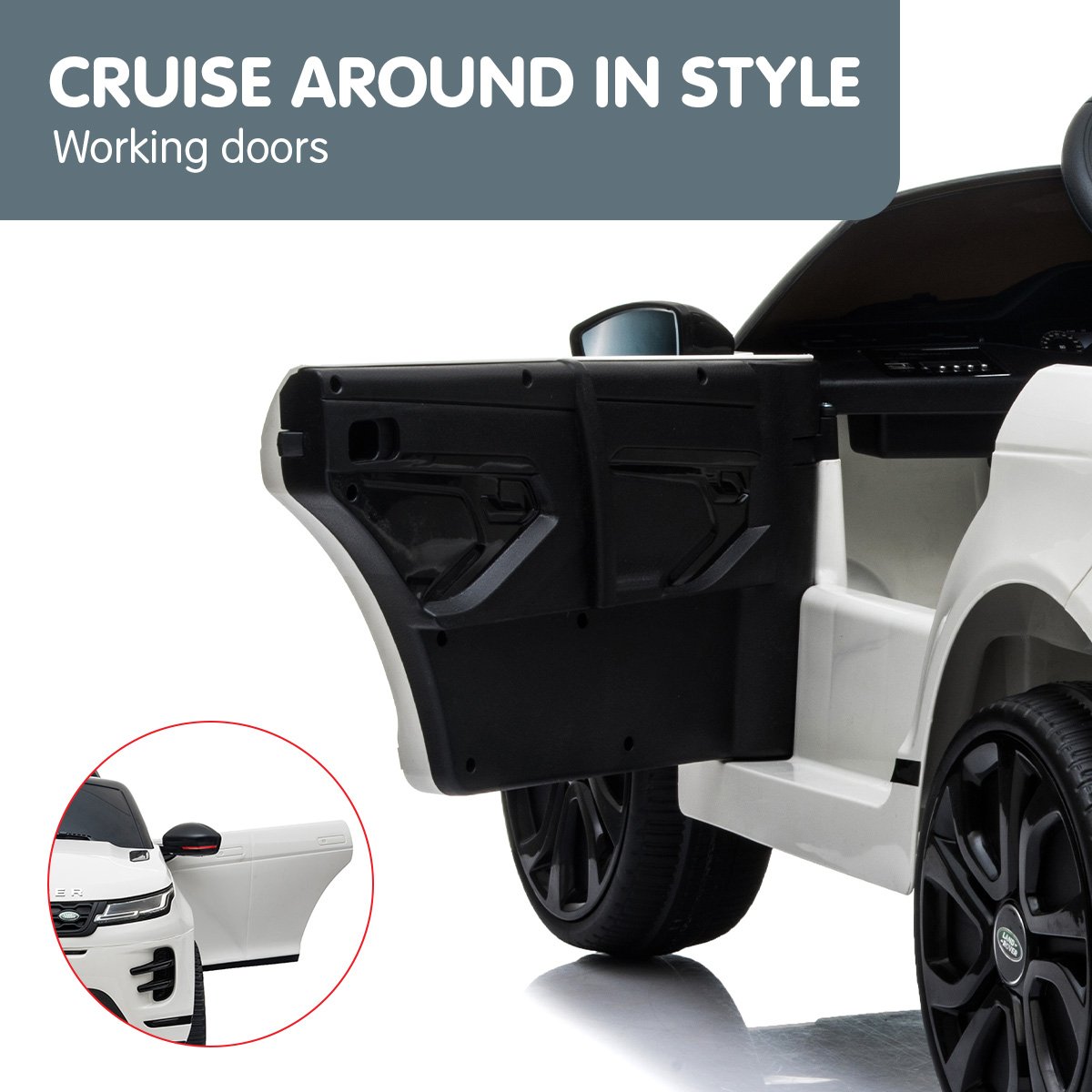 Kahuna Land Rover Licensed Kids Electric Ride On Car Remote Control - White V240-CAR-LRV-WH