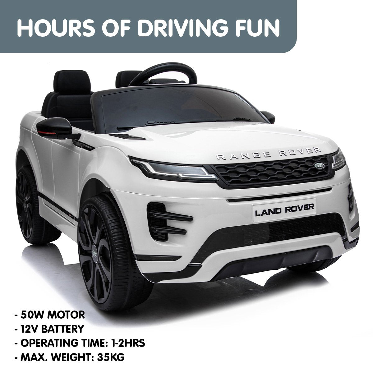 Kahuna Land Rover Licensed Kids Electric Ride On Car Remote Control - White V240-CAR-LRV-WH