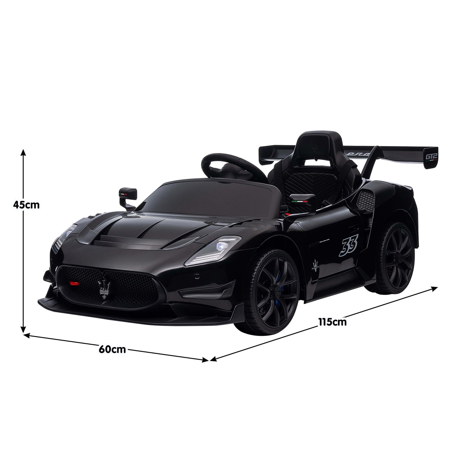 Kahuna Maserati MC20 GT2 Licensed Electric Kids Ride On Race Car Black V240-CAR-MST-GT2-BK