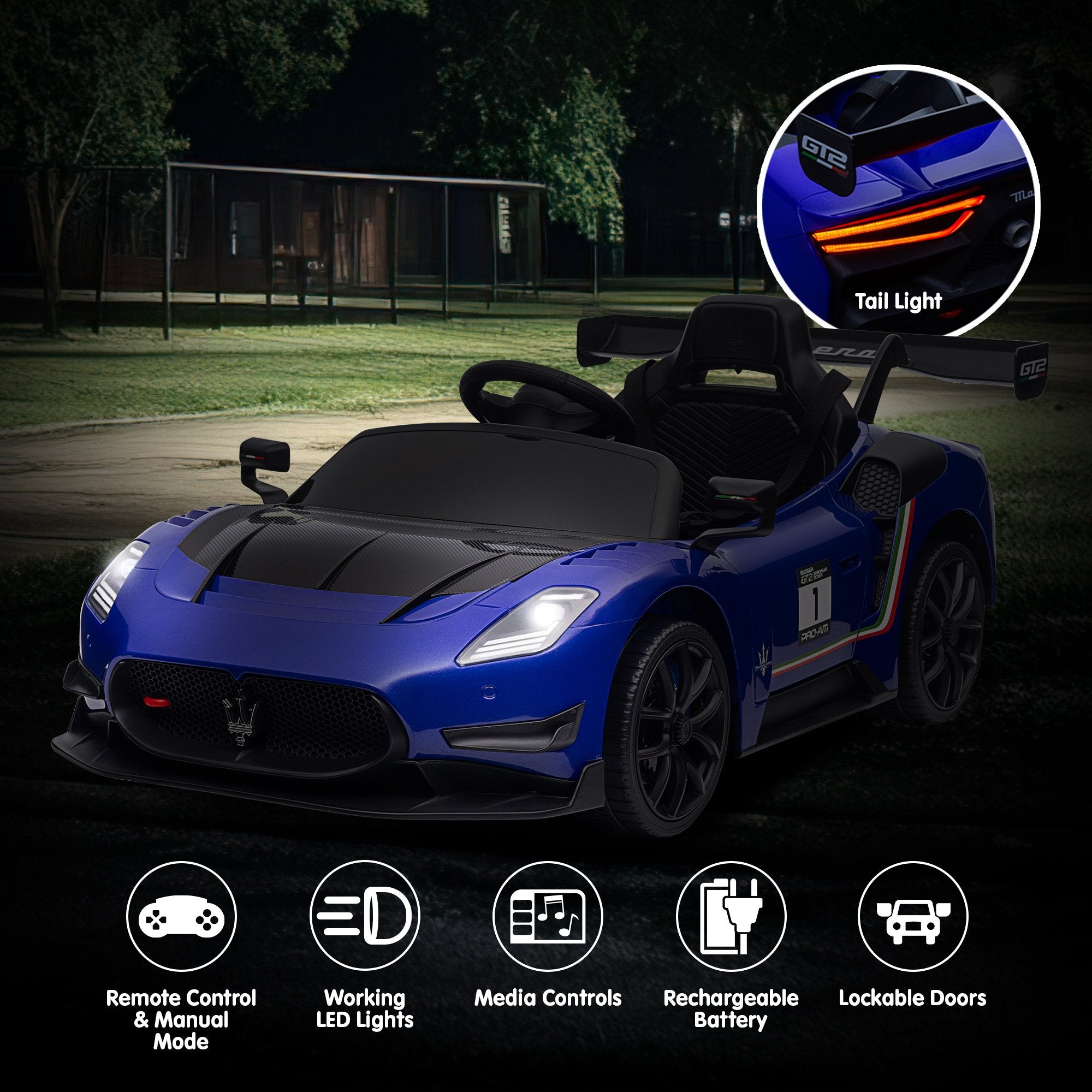Kahuna Maserati MC20 GT2 Licensed Electric Kids Ride On Race Car Blue V240-CAR-MST-GT2-BU
