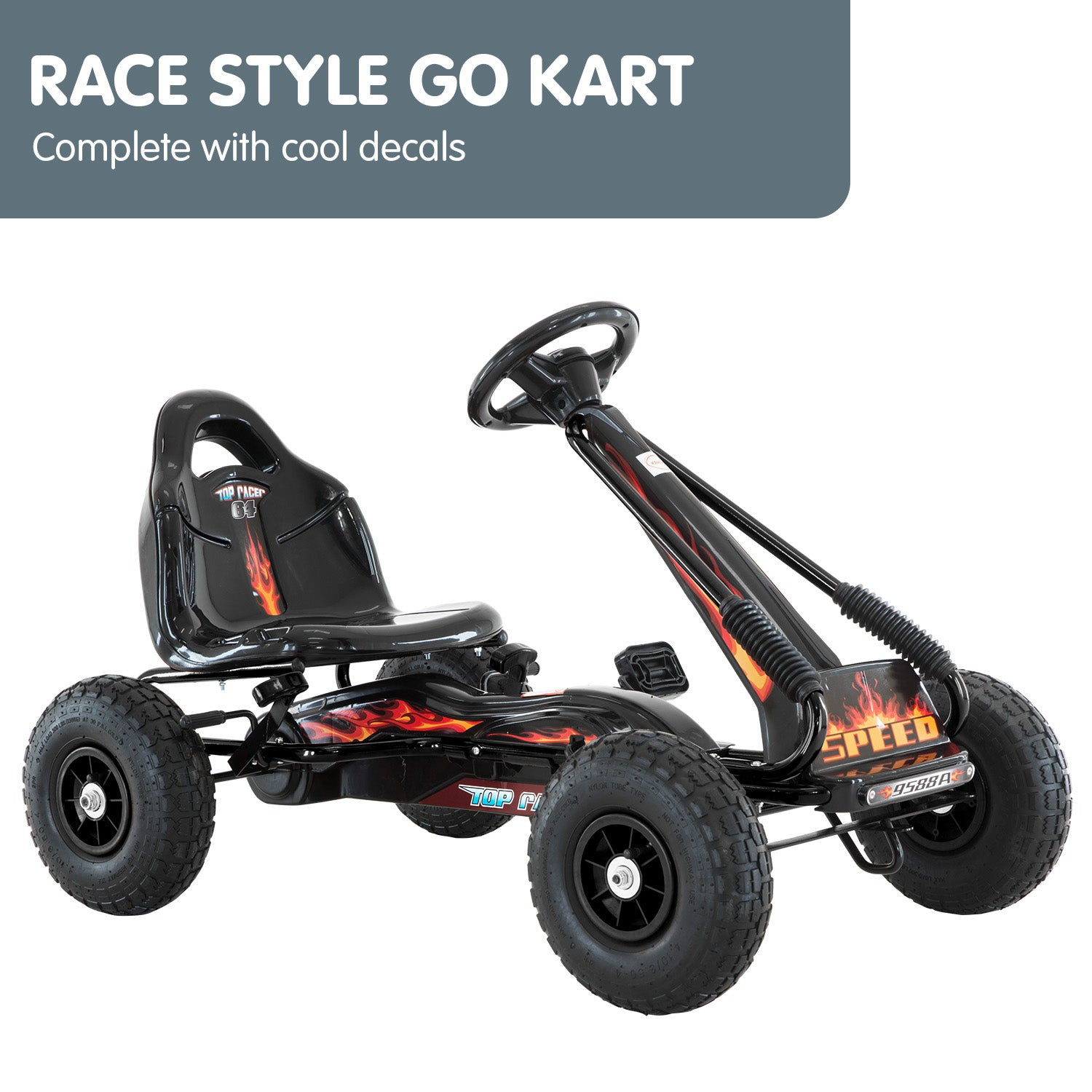 Kahuna G95 Kids Ride On Pedal-Powered Go Kart - Black V240-CAR-PB-9588A-BK