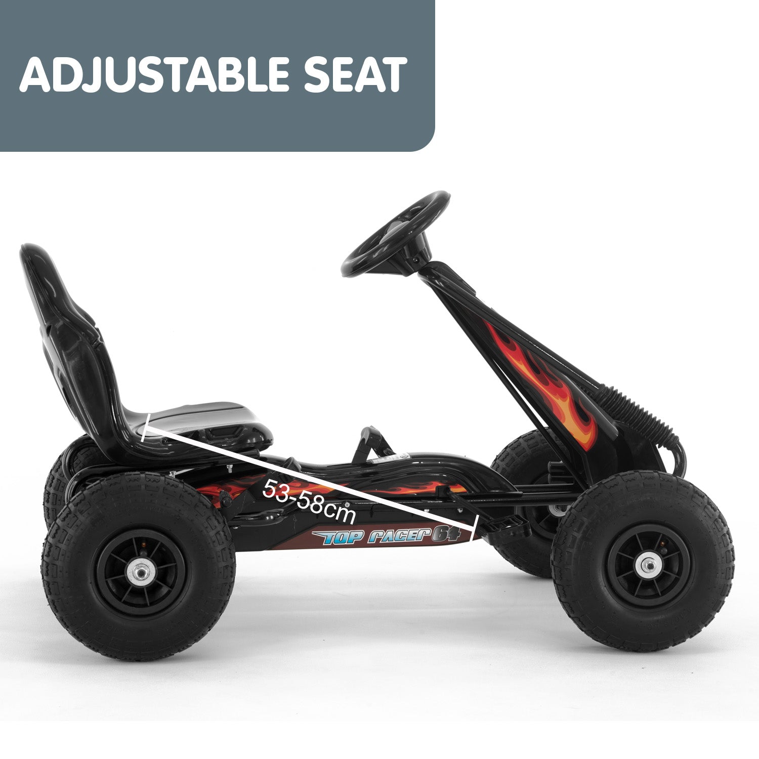 Kahuna G95 Kids Ride On Pedal-Powered Go Kart - Black V240-CAR-PB-9588A-BK
