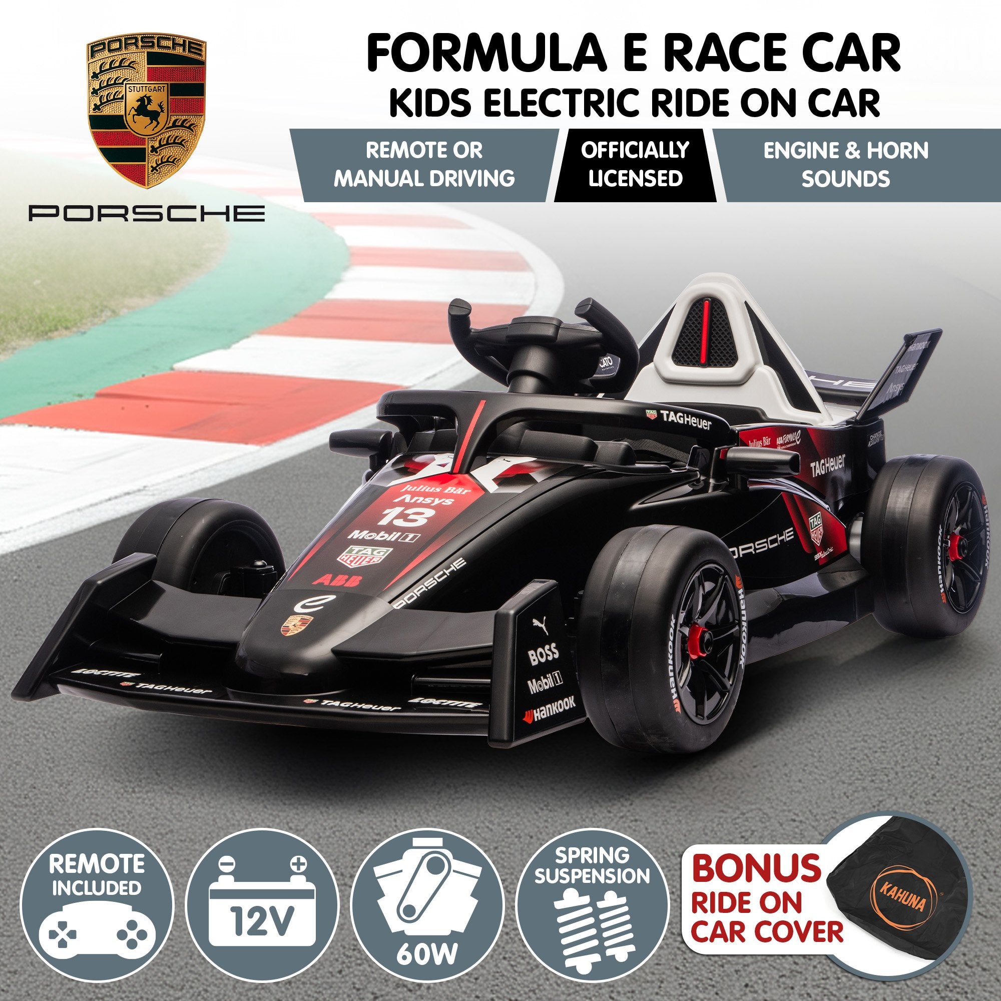 Kahuna Porsche Formula E Kids Electric Ride-on Car With Remote Control V240-CAR-PSCH-711-RD