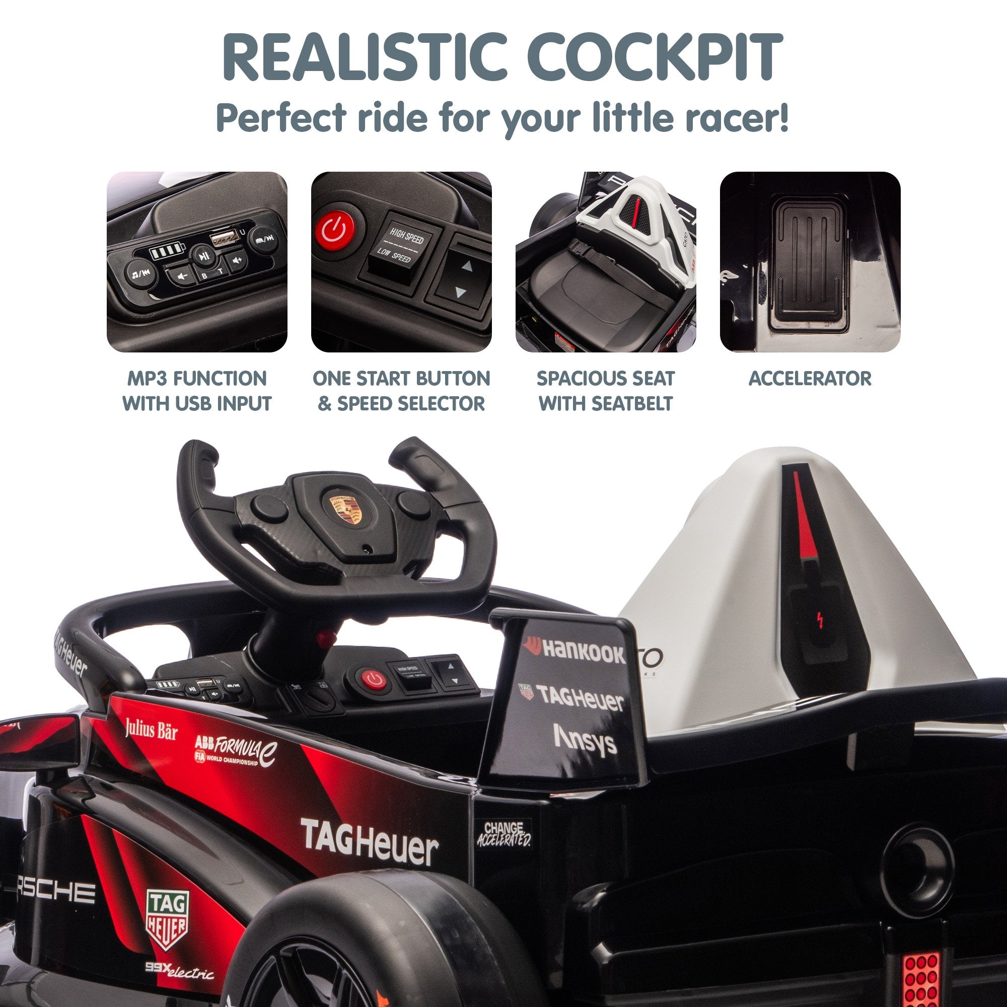 Kahuna Porsche Formula E Kids Electric Ride-on Car With Remote Control V240-CAR-PSCH-711-RD