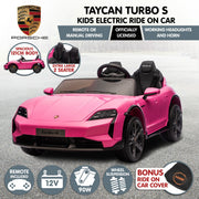 Kahuna Porsche Taycan Turbo S Kids Electric Ride On Car w/Remote Control 90W Four Wheel Suspension 2 Seater V240-CAR-PSCH-988-PK