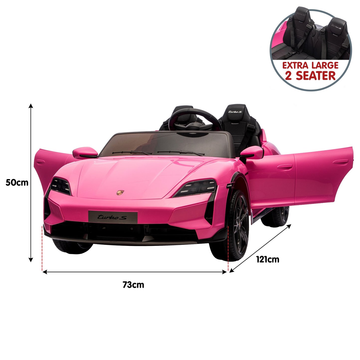 Kahuna Porsche Taycan Turbo S Kids Electric Ride On Car w/Remote Control 90W Four Wheel Suspension 2 Seater V240-CAR-PSCH-988-PK