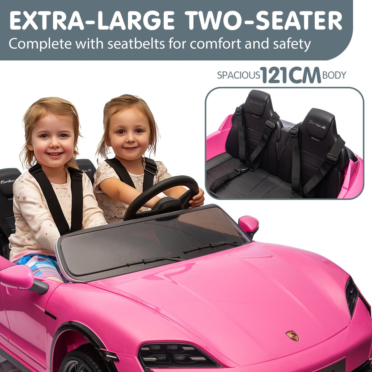 Kahuna Porsche Taycan Turbo S Kids Electric Ride On Car w/Remote Control 90W Four Wheel Suspension 2 Seater V240-CAR-PSCH-988-PK