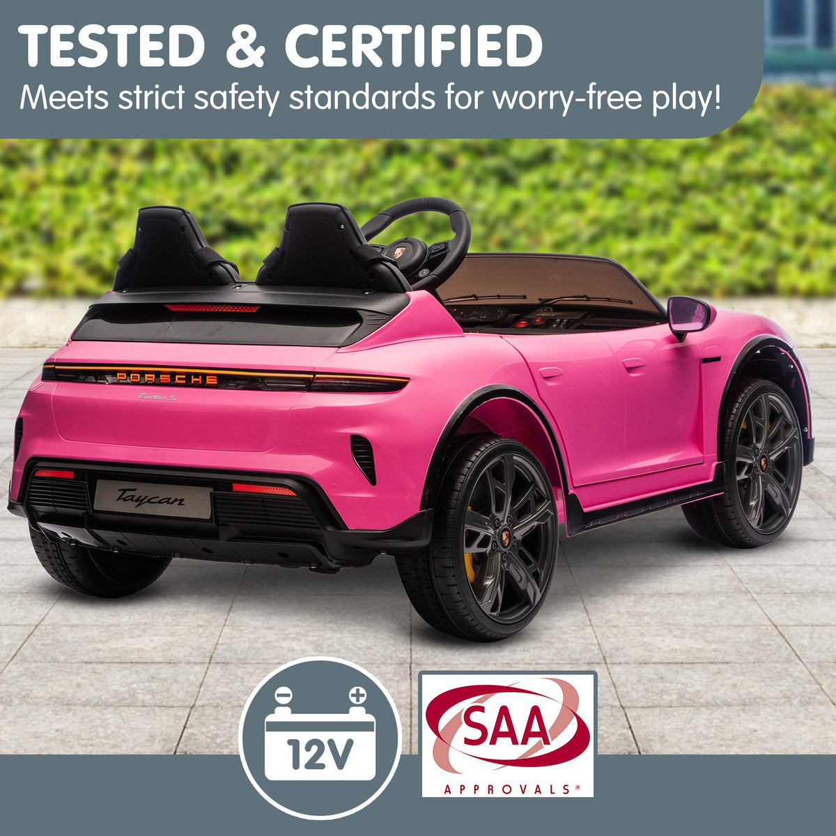 Kahuna Porsche Taycan Turbo S Kids Electric Ride On Car w/Remote Control 90W Four Wheel Suspension 2 Seater V240-CAR-PSCH-988-PK