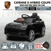Kahuna Porsche Cayenne E Hybrid Coupe Licensed Kids Electric Ride On Car w/Remote Control 50W Dual Motors V240-CAR-PSCH-990-BK