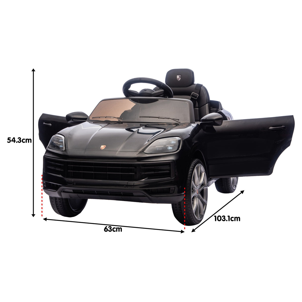Kahuna Porsche Cayenne E Hybrid Coupe Licensed Kids Electric Ride On Car w/Remote Control 50W Dual Motors V240-CAR-PSCH-990-BK