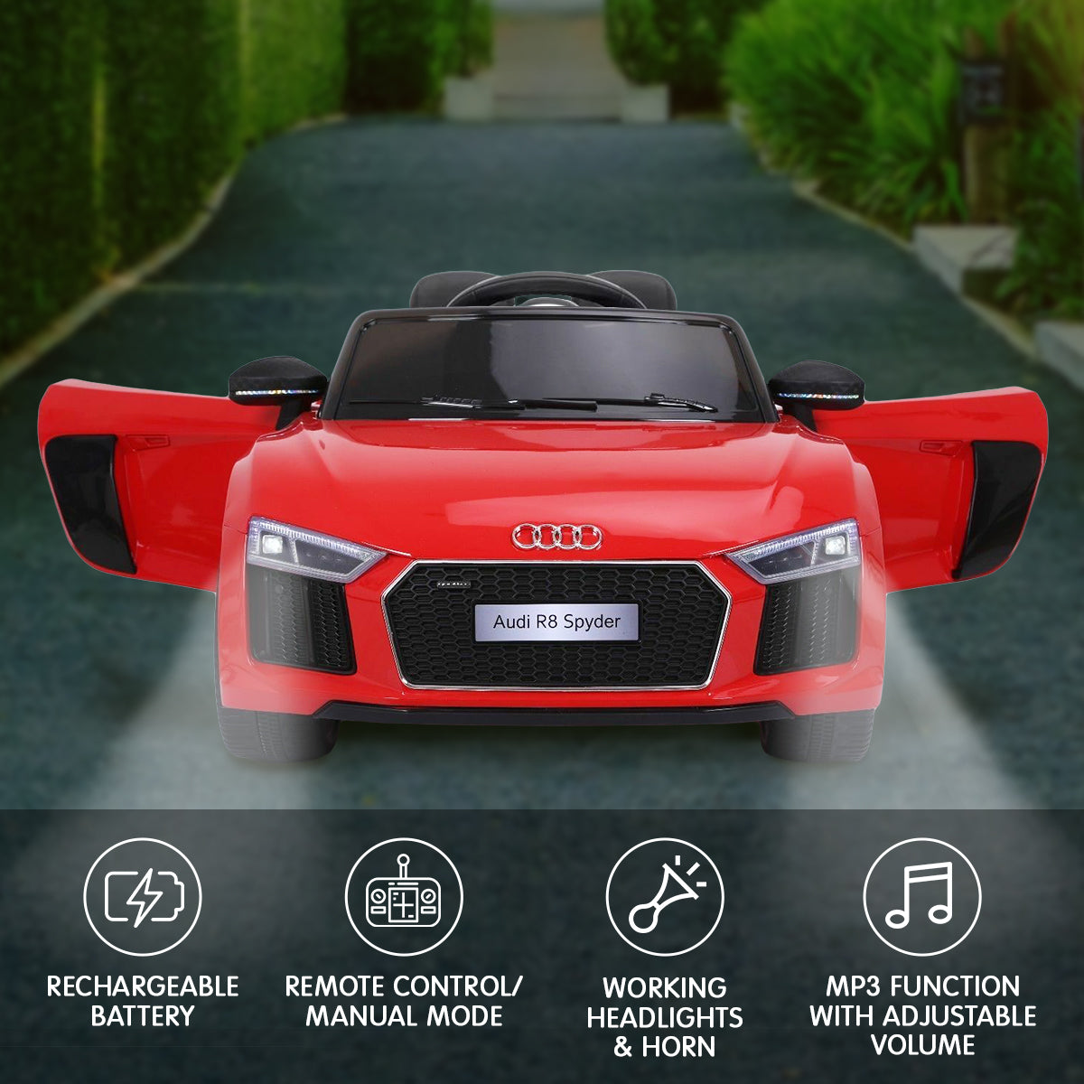 Kahuna Kahuna R8 Spyder Audi Licensed Kids Electric Ride On Car Remote Control - Red V240-CAR-SPD-RD