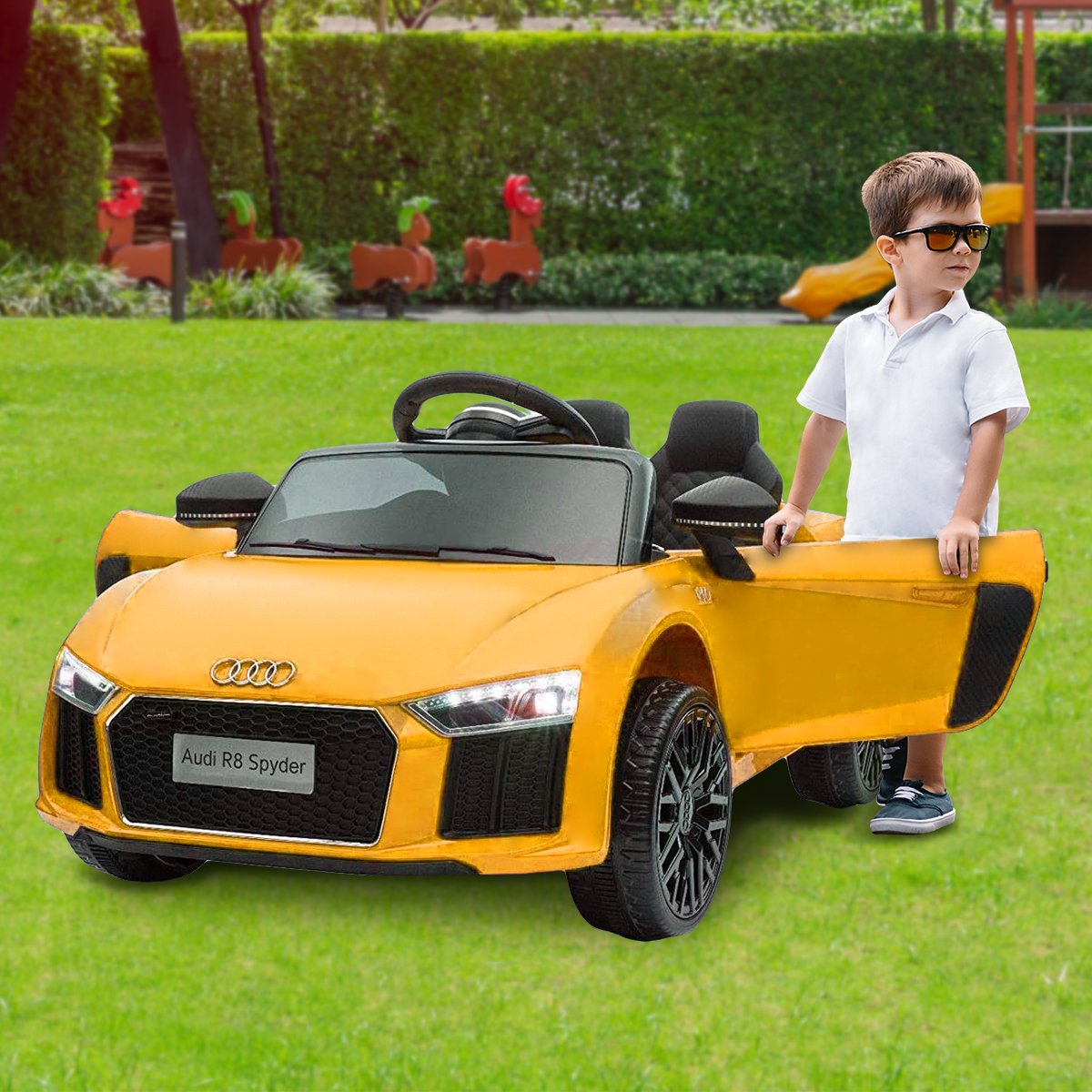 Kahuna R8 Spyder Audi Licensed Kids Electric Ride On Car Remote Control - Yellow V240-CAR-SPD-YE