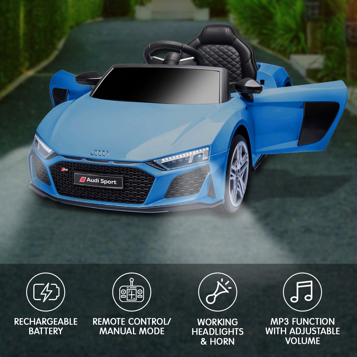 Kahuna Audi Sport Licensed Kids Electric Ride On Car Remote Control - Blue V240-CAR-SPT-BU