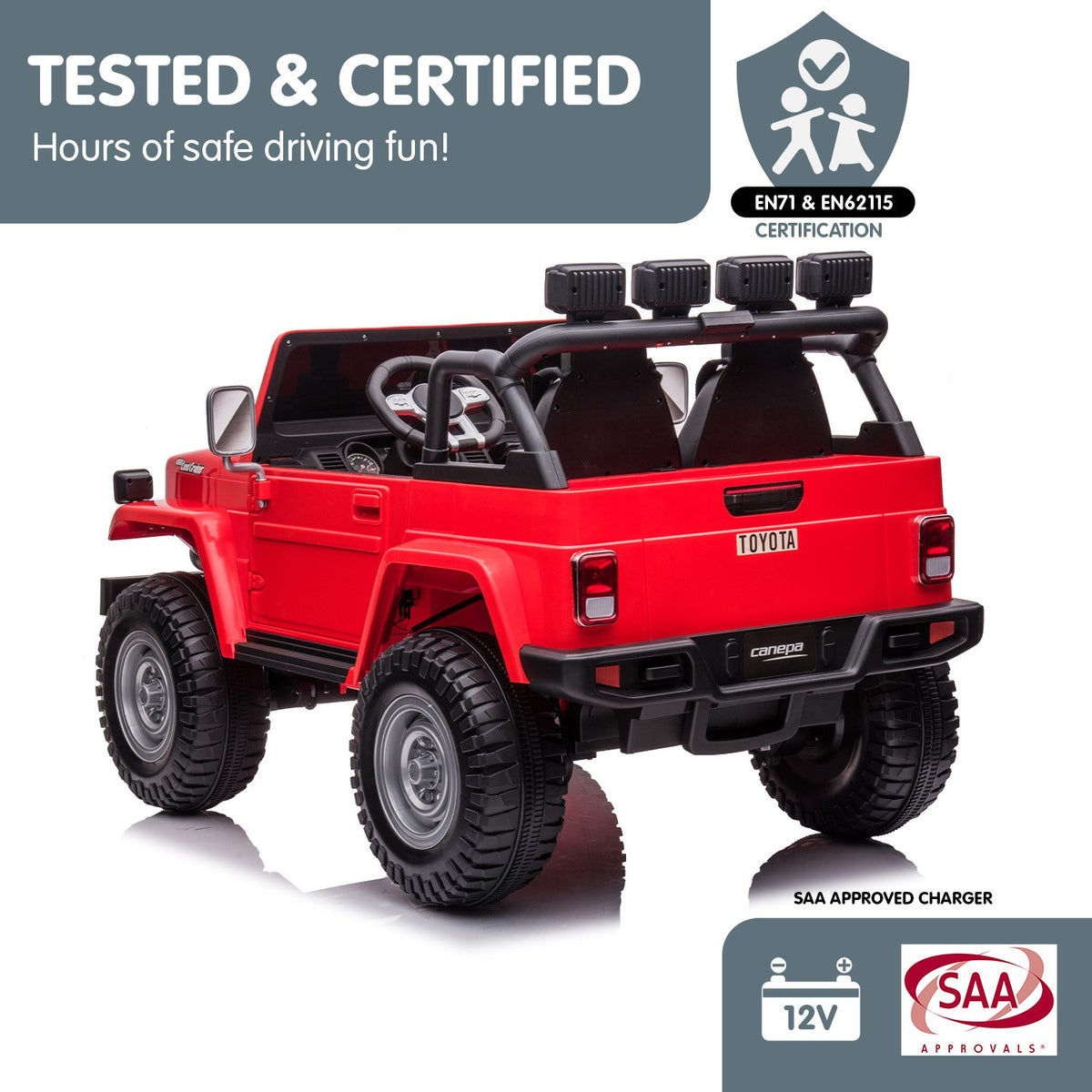 Kahuna Licensed Toyota FJ-40 Electric Kids Ride On Car by Kahuna - Red V240-CAR-TYT-FJ40-RD