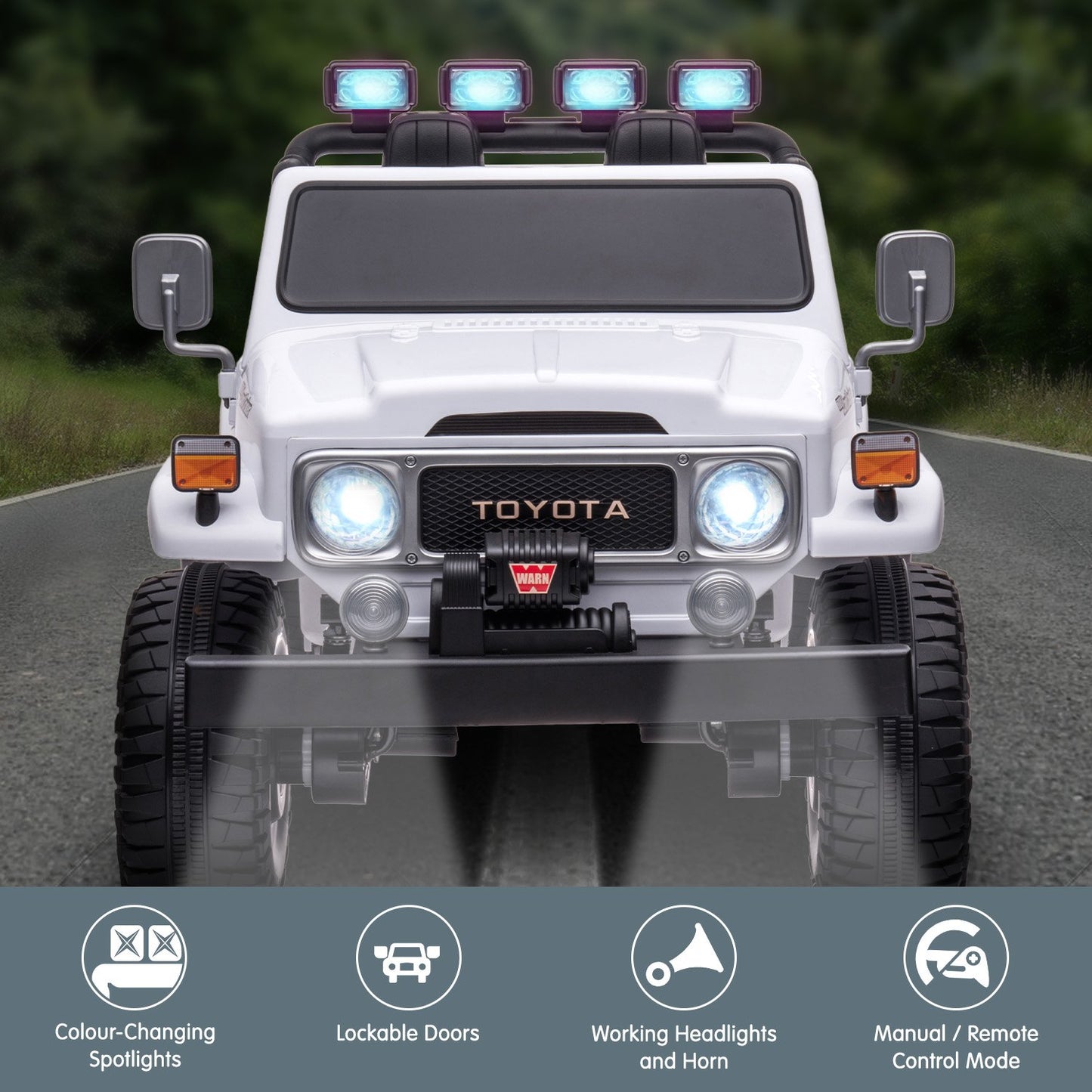 Kahuna Licensed Toyota FJ-40 Kids Ride On Electric Toy Car 80W - White V240-CAR-TYT-FJ40-WH