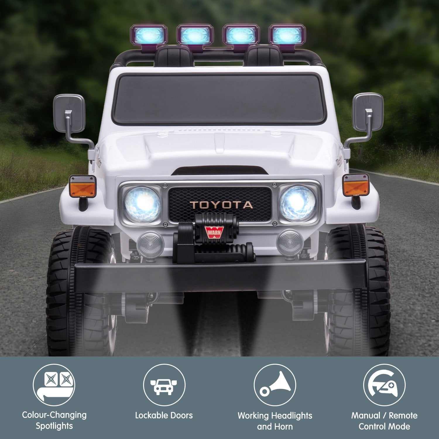 Kahuna Licensed Toyota FJ-40 Kids Ride On Electric Toy Car 80W - White V240-CAR-TYT-FJ40-WH