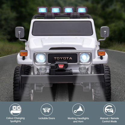 Kahuna Licensed Toyota FJ-40 Kids Ride On Electric Toy Car 80W - White V240-CAR-TYT-FJ40-WH