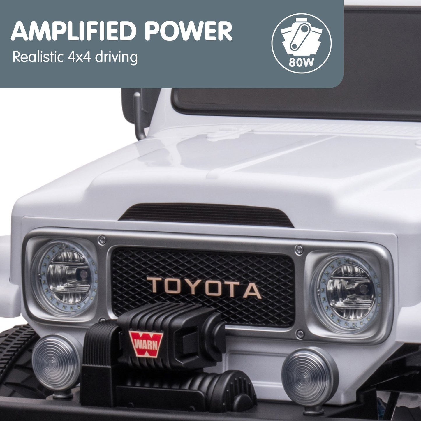 Kahuna Licensed Toyota FJ-40 Kids Ride On Electric Toy Car 80W - White V240-CAR-TYT-FJ40-WH