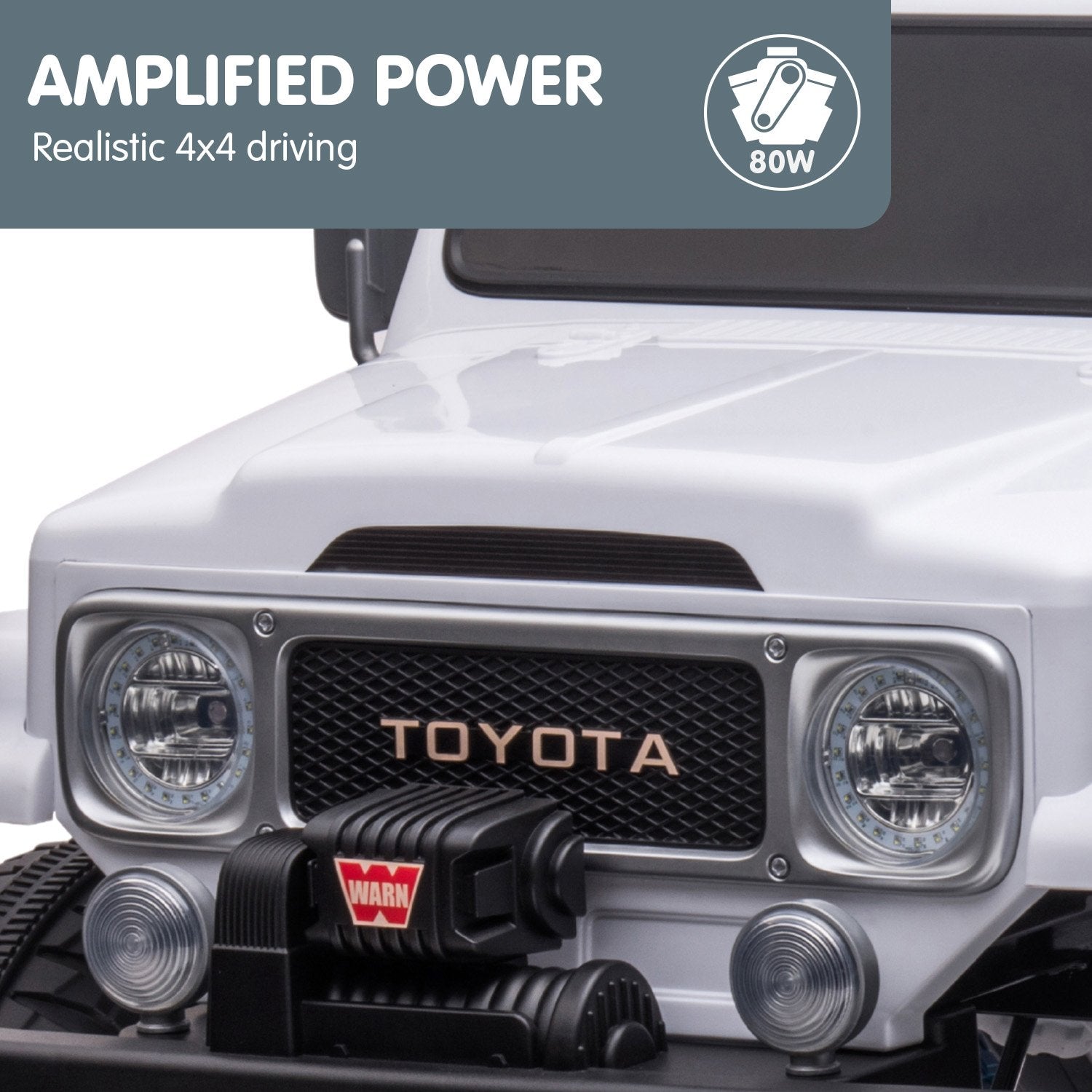 Kahuna Licensed Toyota FJ-40 Kids Ride On Electric Toy Car 80W - White V240-CAR-TYT-FJ40-WH