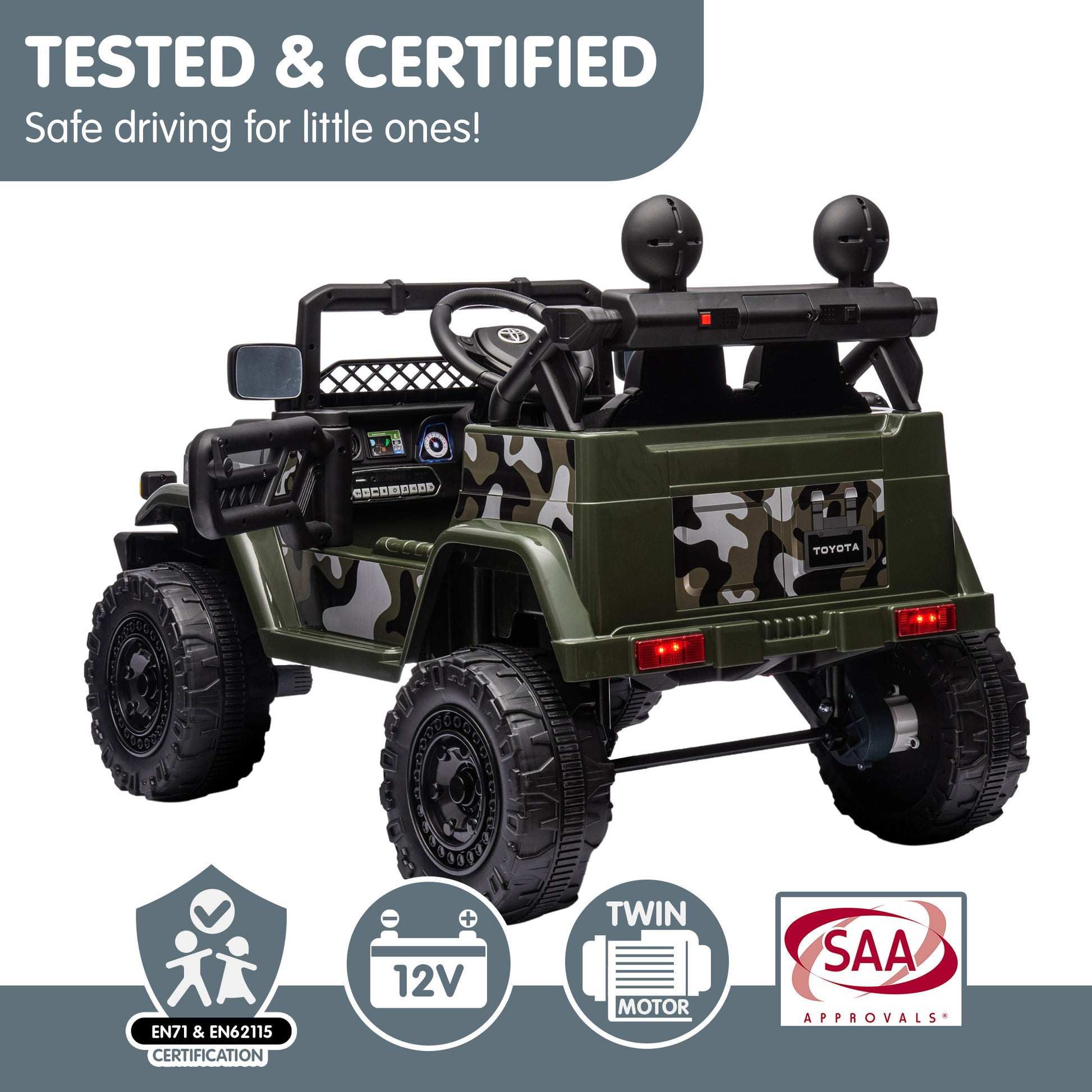 Kahuna Authorised Toyota FJ Cruiser Kids Electric Ride On Car - Green V240-CAR-TYT-FJC-GN