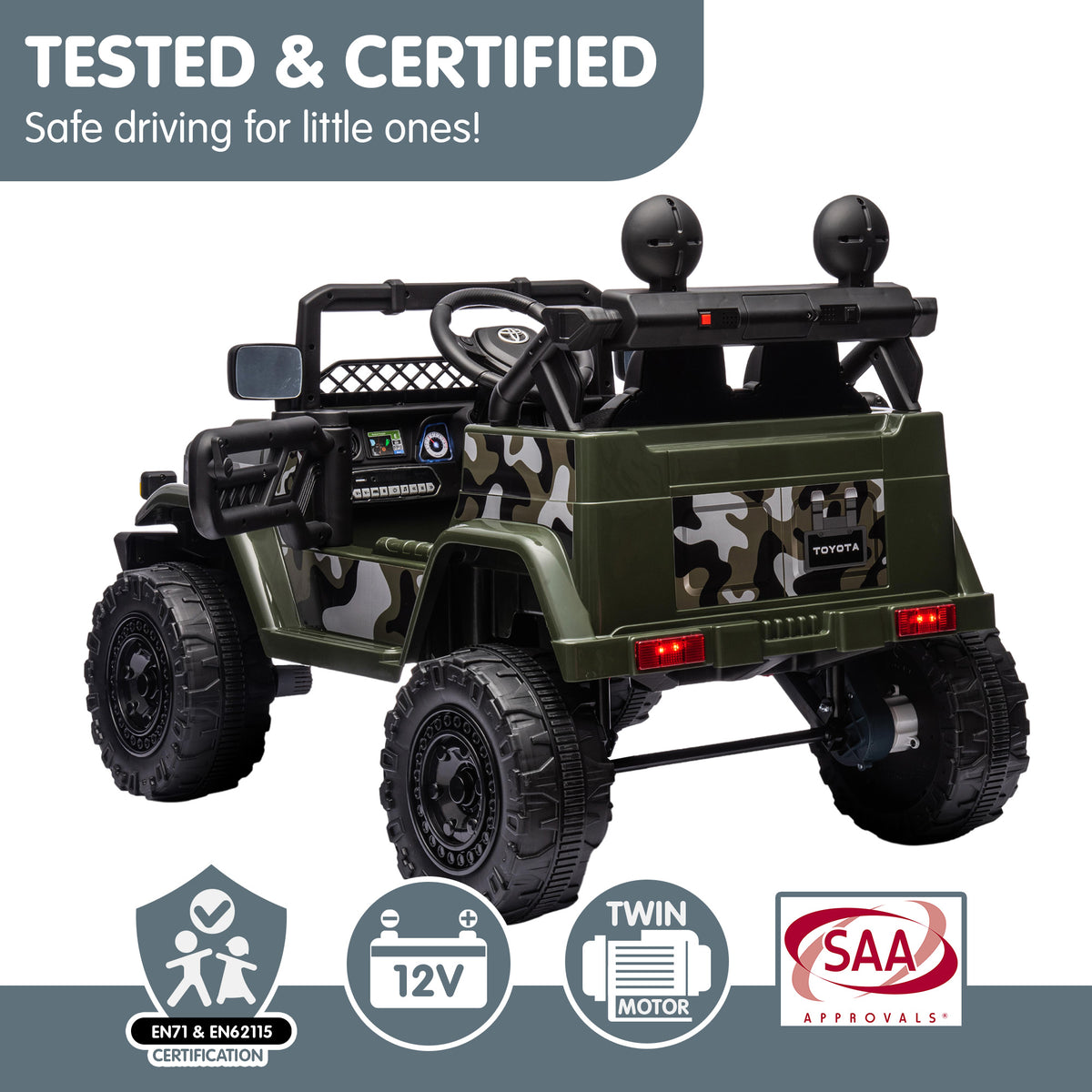 Kahuna Authorised Toyota FJ Cruiser Kids Electric Ride On Car - Green V240-CAR-TYT-FJC-GN
