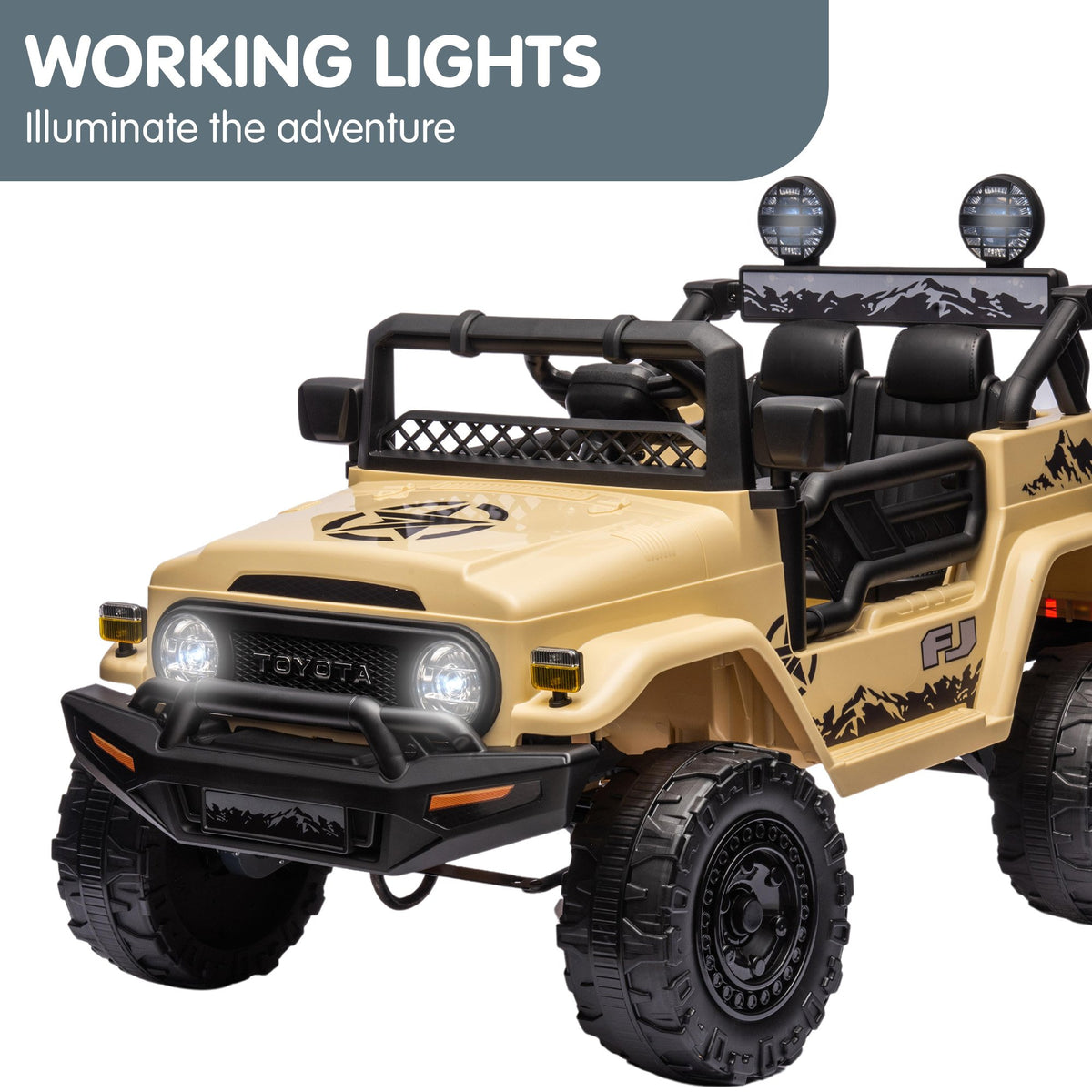Kahuna Authorised Toyota Fj Cruiser Kids Electric Ride On Car - Khaki V240-CAR-TYT-FJC-KH