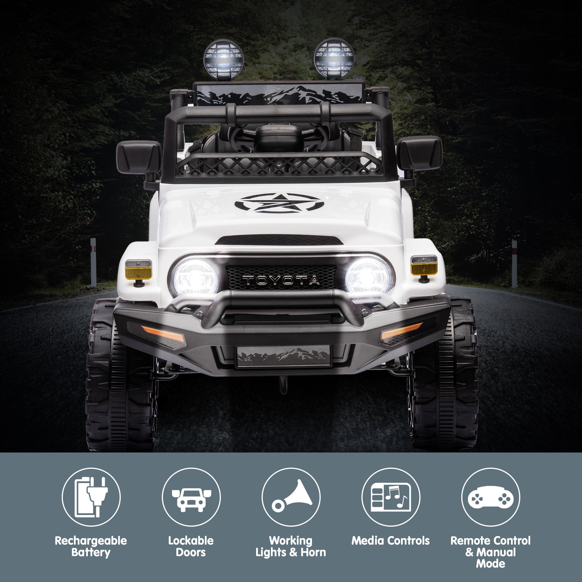 Kahuna Authorized Toyota Electric Kids Ride-on Car Fj Cruiser - White V240-CAR-TYT-FJC-WH