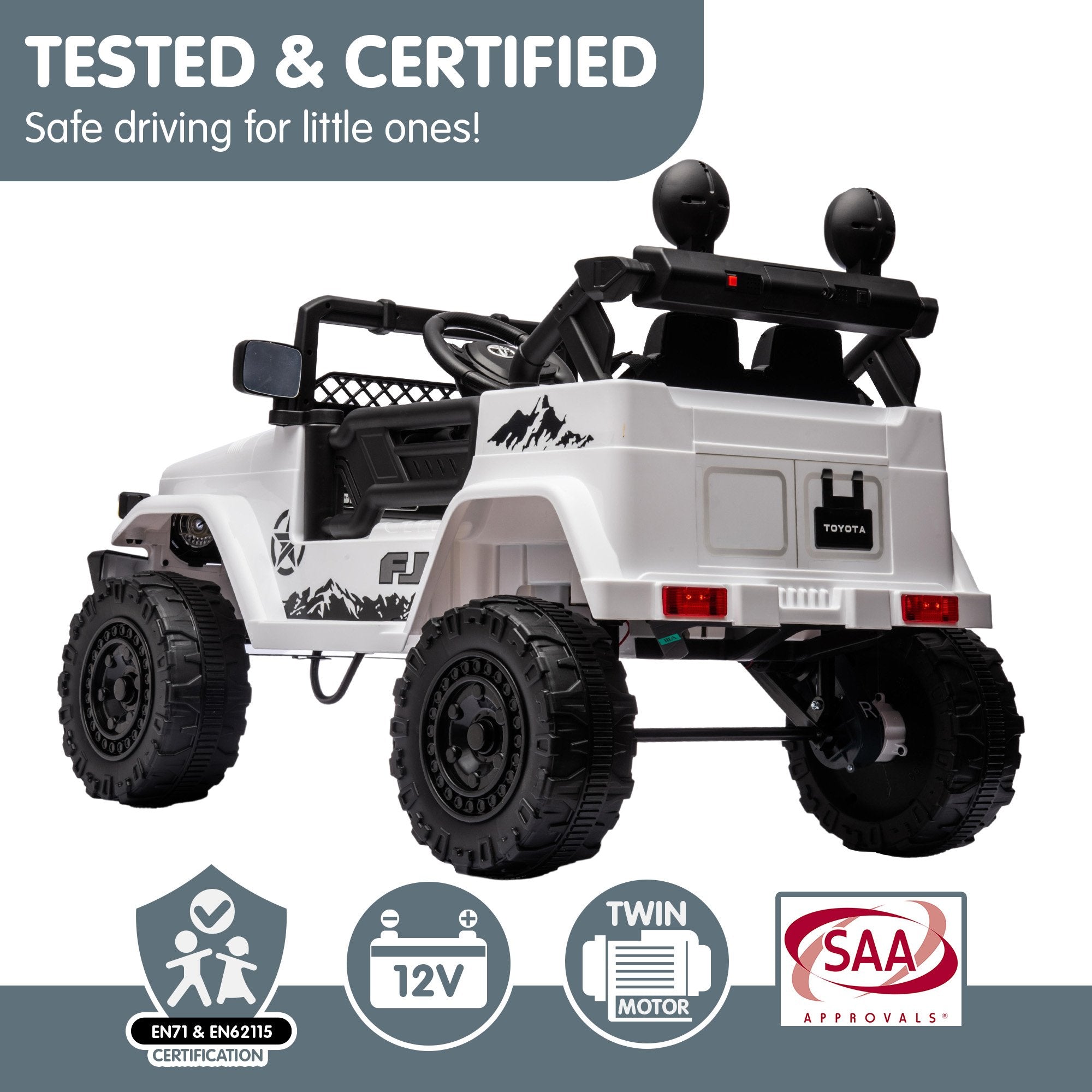 Kahuna Authorized Toyota Electric Kids Ride-on Car Fj Cruiser - White V240-CAR-TYT-FJC-WH