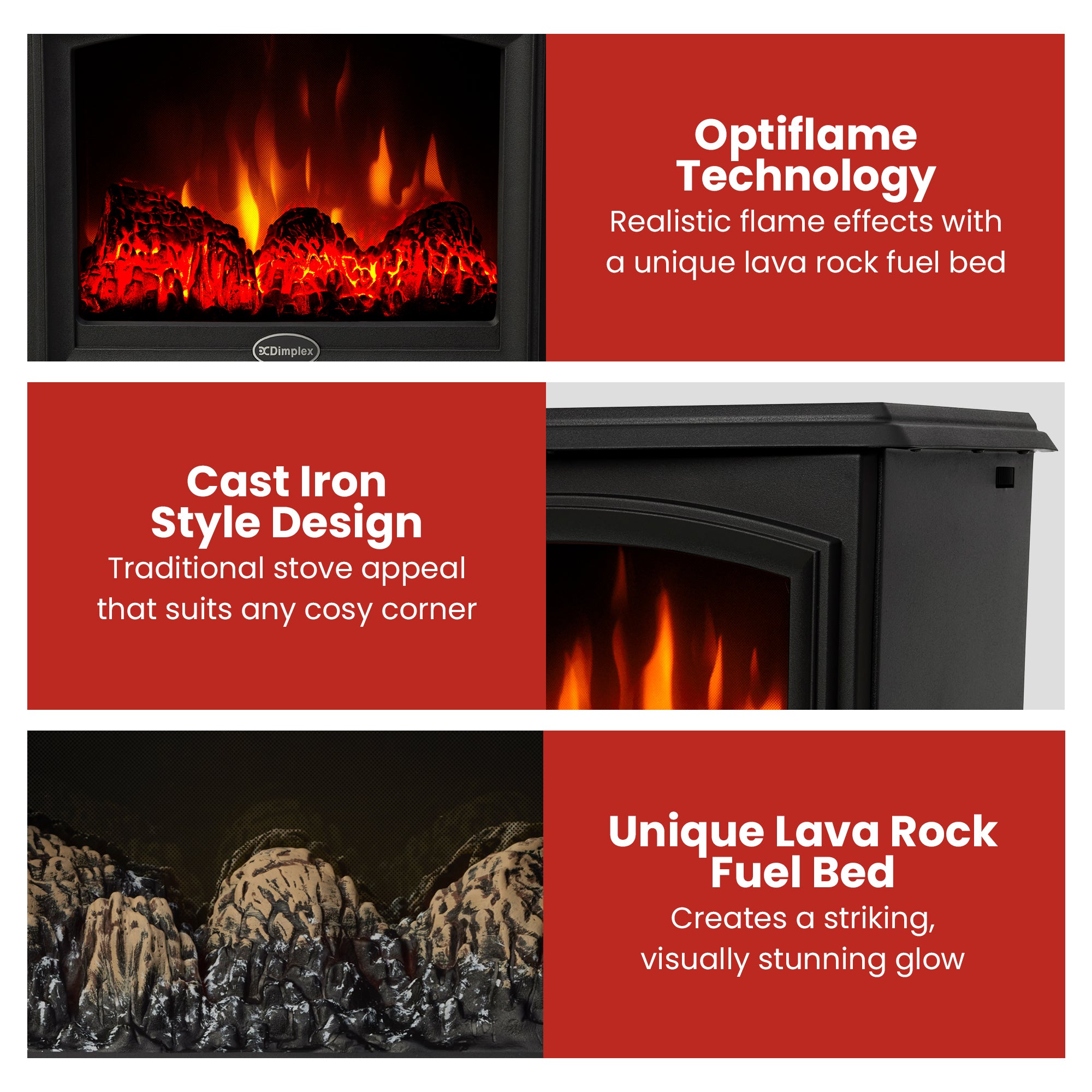 Dimplex 2kW Casper Optiflame Portable Electric Stove V240-CAS20N-AU