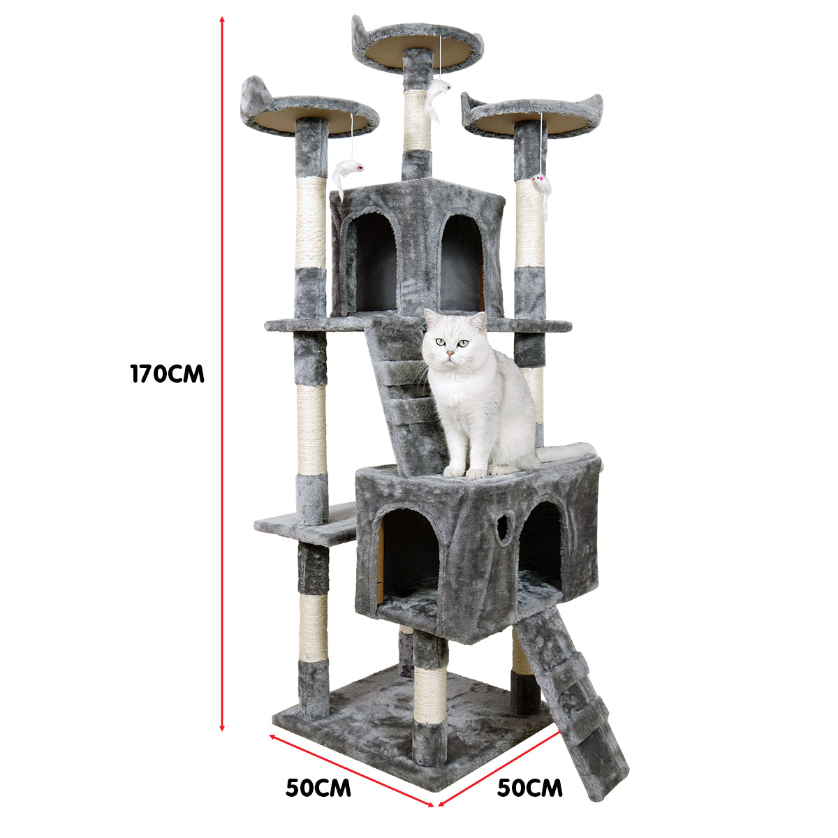 Furtastic 170cm Cat Tree Scratching Post - Silver Grey V240-CAT-EJT-361-SGY