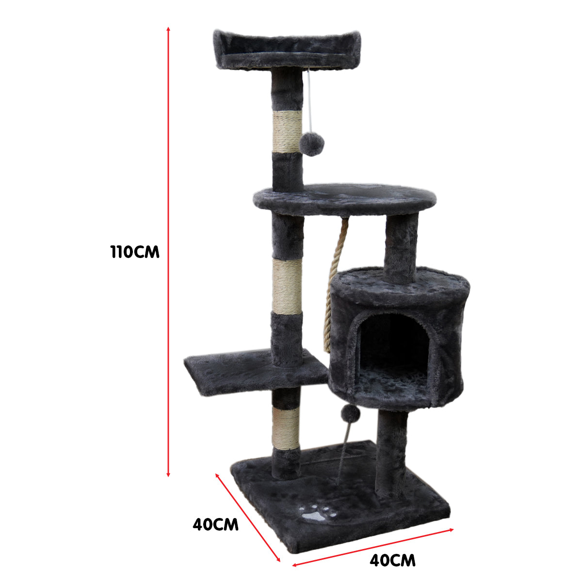 Furtastic 110cm Cat Tree Scratching Post - Dark Grey V240-CAT-EJT-364-DGY