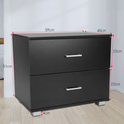 Sarantino Bedside Table Cabinet Storage Chest 2 Drawers Lamp Side Nightstand - Black V240-CBT-059-040-051-BK