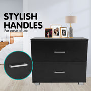 Sarantino Bedside Table Cabinet Storage Chest 2 Drawers Lamp Side Nightstand - Black V240-CBT-059-040-051-BK