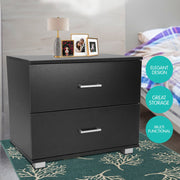 Sarantino Bedside Table Cabinet Storage Chest 2 Drawers Lamp Side Nightstand - Black V240-CBT-059-040-051-BK