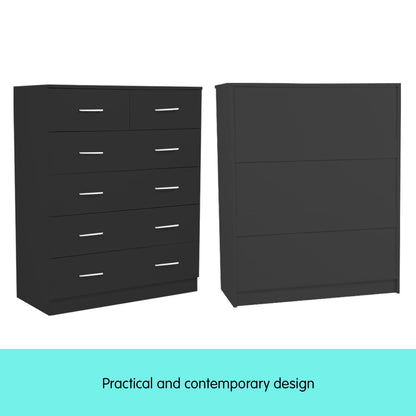 Sarantino Tallboy Dresser 6 Chest Of Drawers Table Cabinet Bedroom Storage Black V240-CBT-085-040-105-BK
