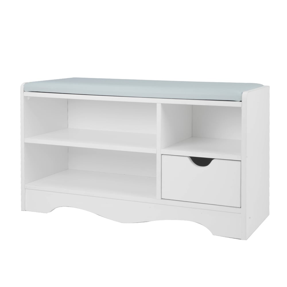 Sarantino Shoe Rack Cabinet Organiser Grey Cushion Stool Bench - 80 X 30 X 45 - White V240-CBT-80-30-45-WHGY