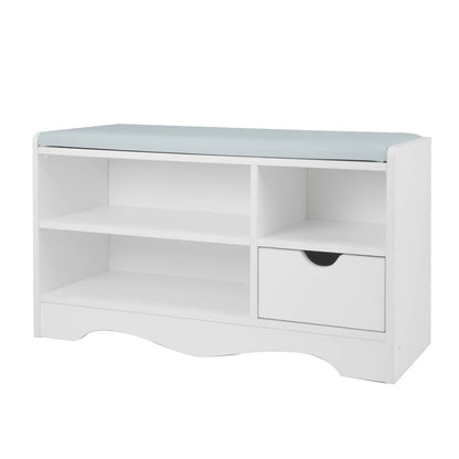 Sarantino Shoe Rack Cabinet Organiser Grey Cushion Stool Bench - 80 X 30 X 45 - White V240-CBT-80-30-45-WHGY