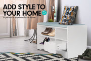Sarantino Shoe Rack Cabinet Organiser Grey Cushion Stool Bench - 80 X 30 X 45 - White V240-CBT-80-30-45-WHGY