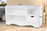 Sarantino Shoe Rack Cabinet Organiser Grey Cushion Stool Bench - 80 X 30 X 45 - White V240-CBT-80-30-45-WHGY