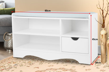 Sarantino Shoe Rack Cabinet Organiser Grey Cushion Stool Bench - 80 X 30 X 45 - White V240-CBT-80-30-45-WHGY