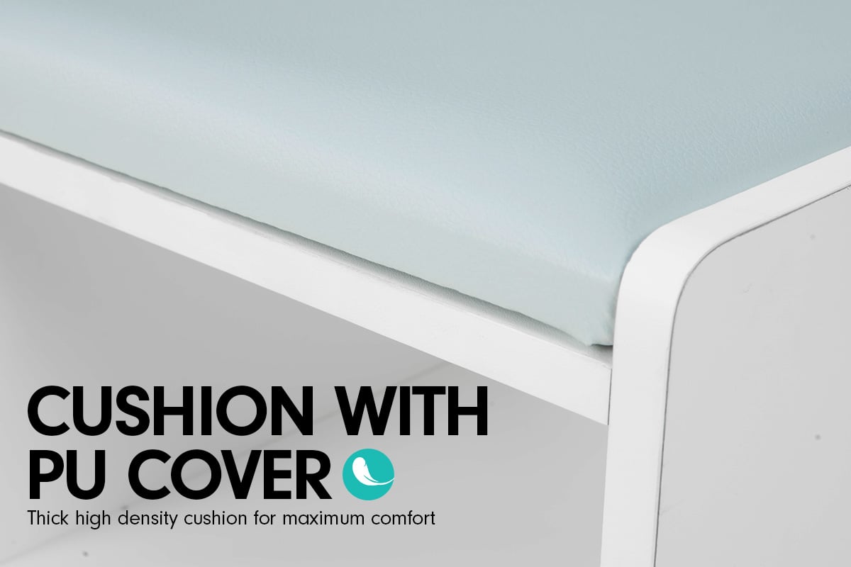 Sarantino Shoe Rack Cabinet Organiser Grey Cushion Stool Bench - 80 X 30 X 45 - White V240-CBT-80-30-45-WHGY