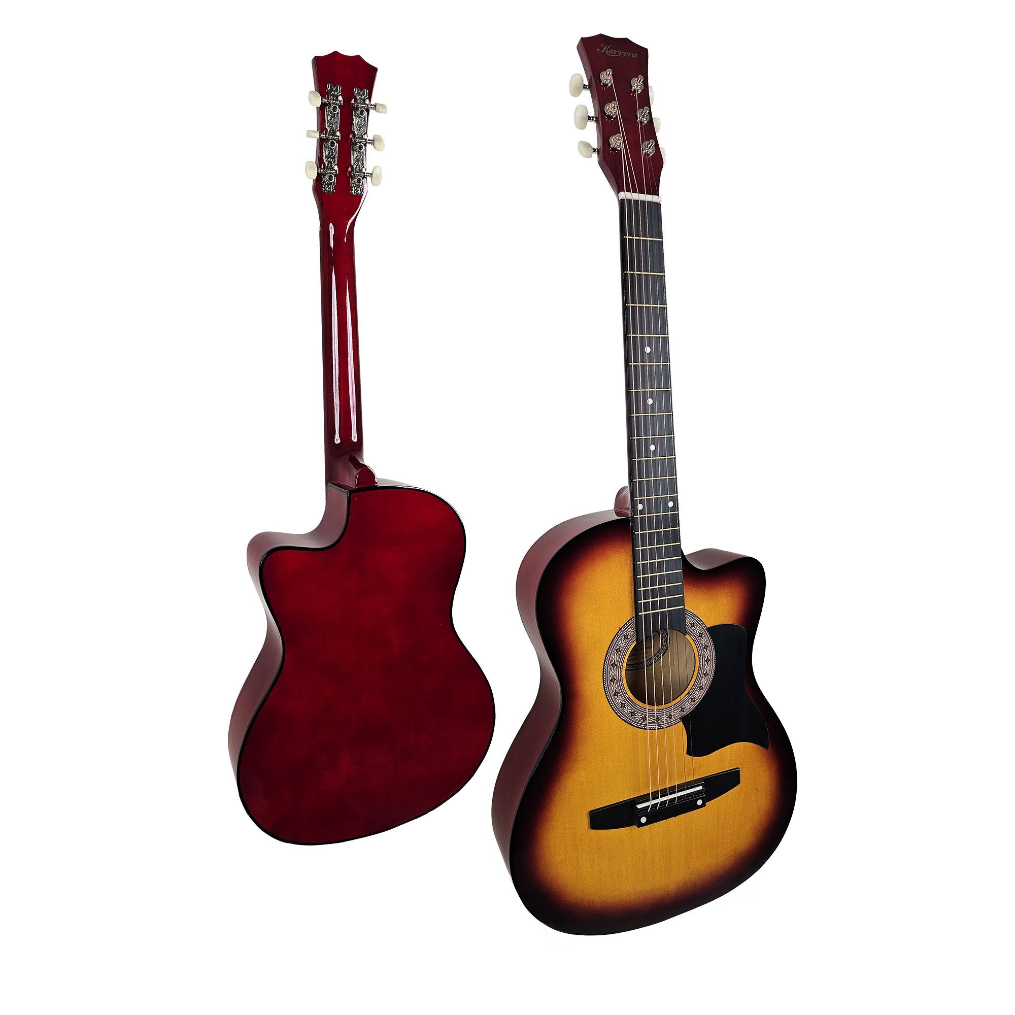 Karrera 38in Acoustic Guitar Steel Strings Carry Bag Shoulder Strap Sun Burst V240-CC38-3TS