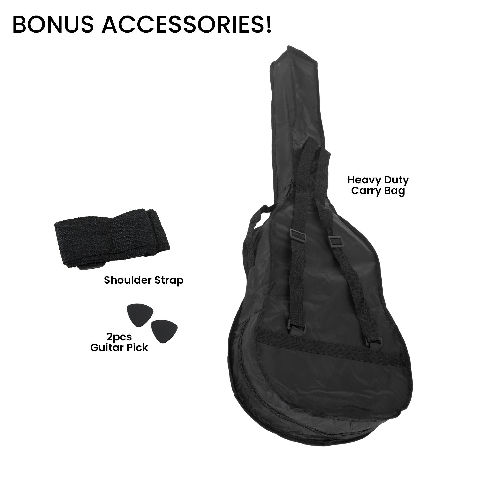 Karrera 38in Acoustic Guitar Steel Strings Carry Bag Shoulder Strap Sun Burst V240-CC38-3TS