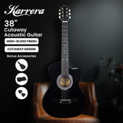 Karrera 38in Cutaway Acoustic Guitar with guitar bag - Black V240-CC38-BK